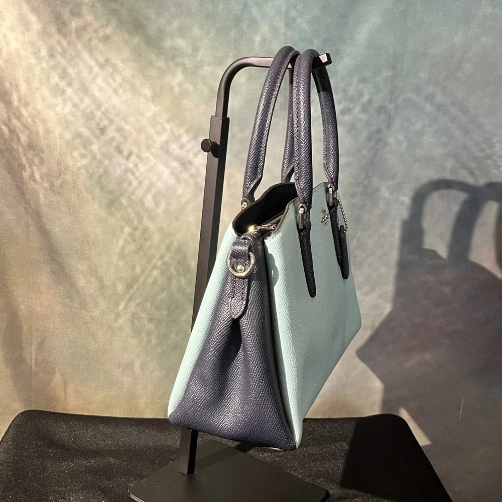 Coach Mini Sage‎ Carryall Colorblock Satchel Light Blue Navy Blue Style F73115